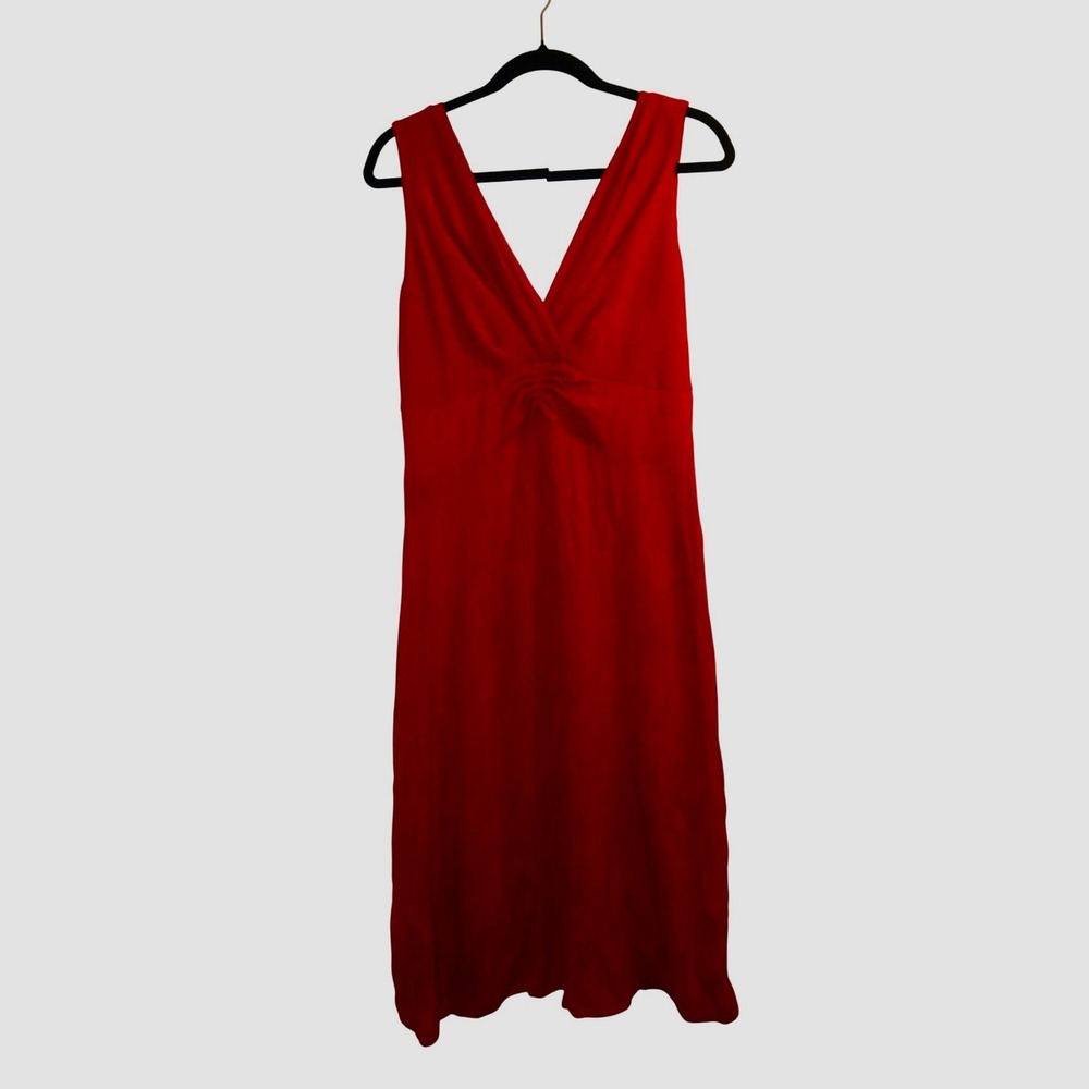 Banana Republic Sleeveless V-Neck Dress Red 14 Minimalist Office Work Wear
